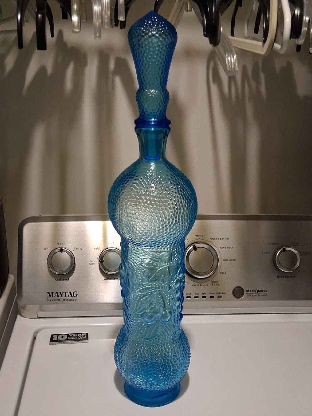 Empoli Blue Decorative Glass Genie Decanter Bottle - Home Art 1970's
